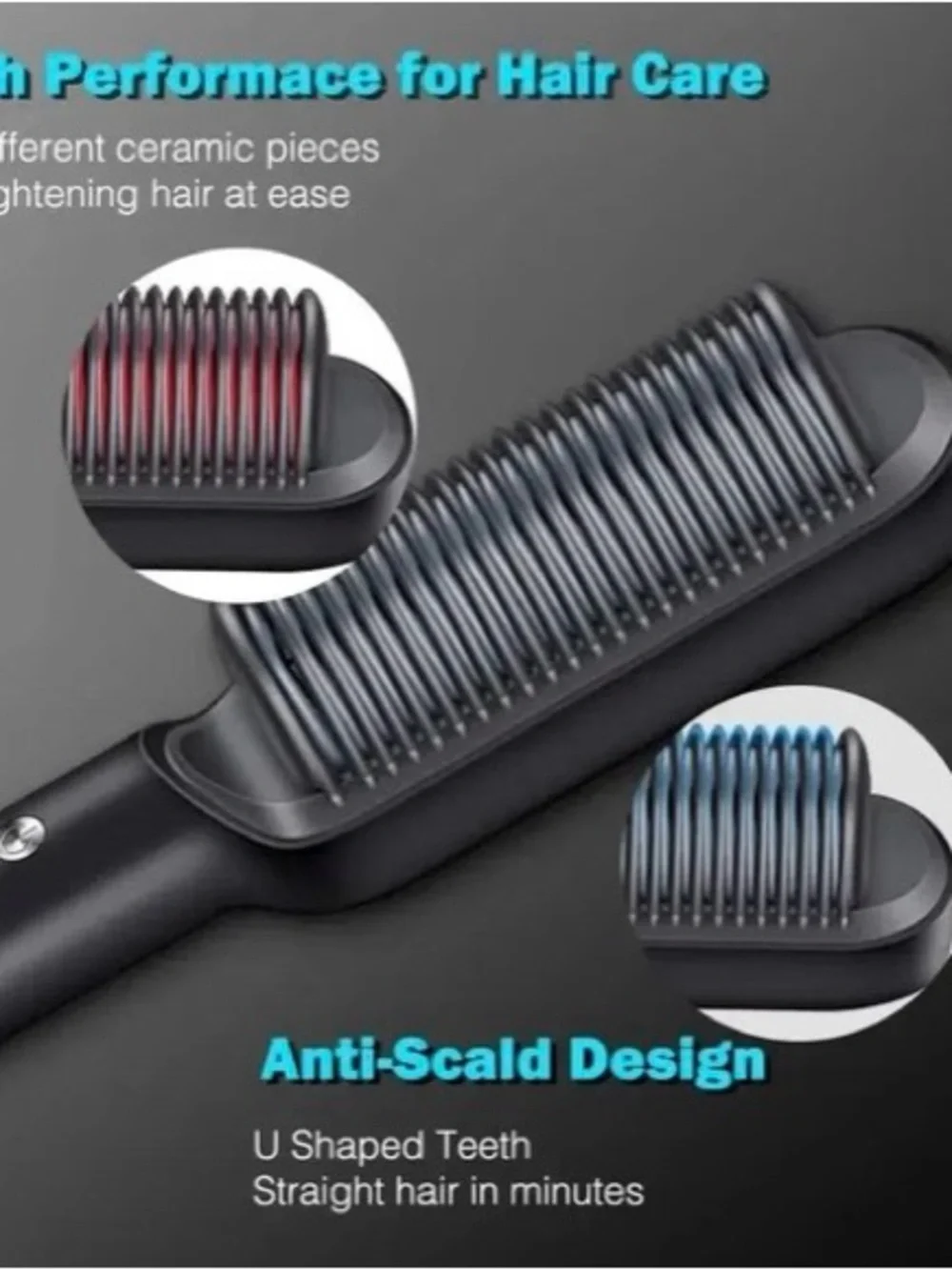 Black and Pink Electric Hair Straightening Brush